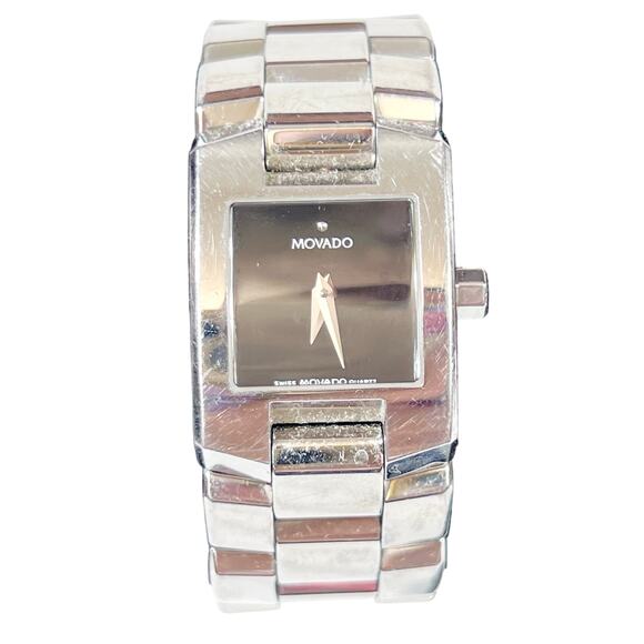 Movado Eliro Square Ladies Watch 21mm Stainless Steel Black Dial 84‑A1‑1431 - Picture 1 of 13